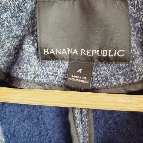 Banana Republic Indigo Wool Blend Textured Knit Boyfriend Blazer 4 - Picture 7 of 13